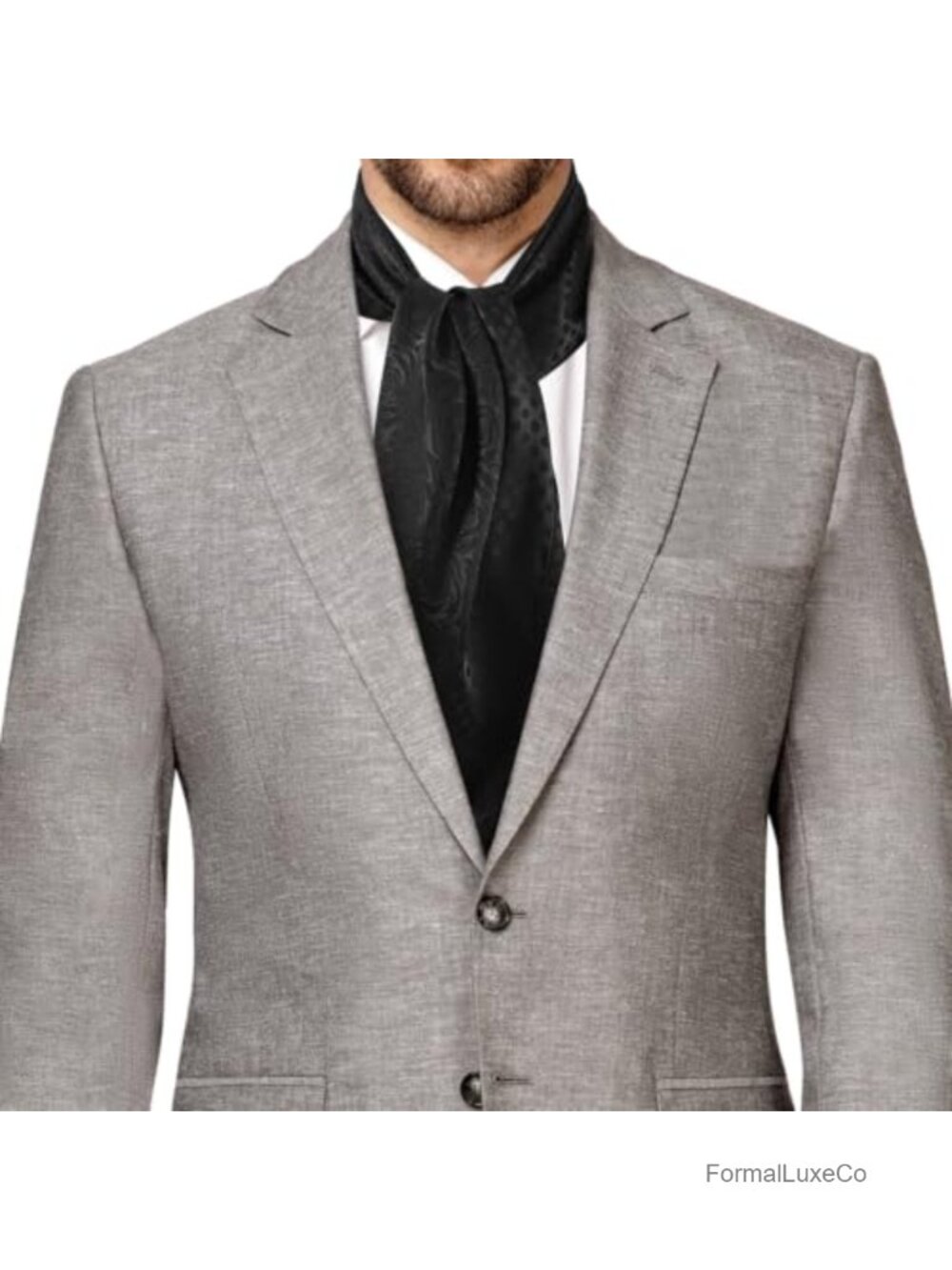 Men's Silk Feel Square Dress Scarf 35", Formal Ascot Neck Wrap